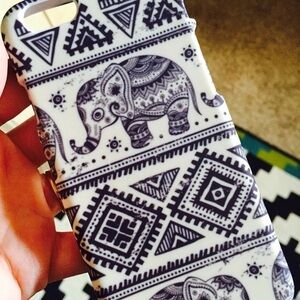 Elephant Pattern Phone Case - Black and White